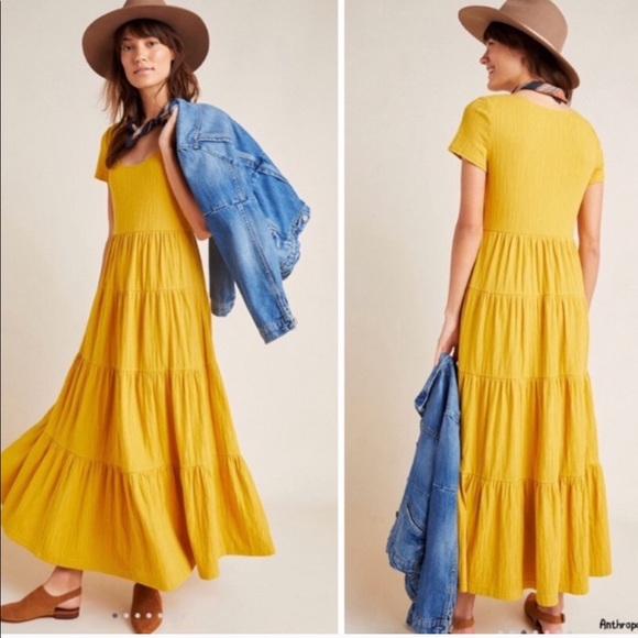 Anthropologie Dresses & Skirts - Maeve Gillian Tiered Maxi Dress in Yellow